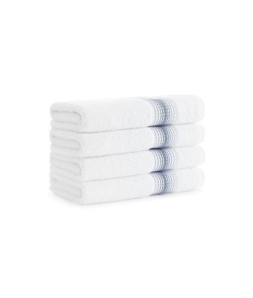 White Turkish Luxury Striped Hand Towels for Bathroom 600 GSM  18x32 in.  4-Pack   Super Soft Absorbent Hand Towels
